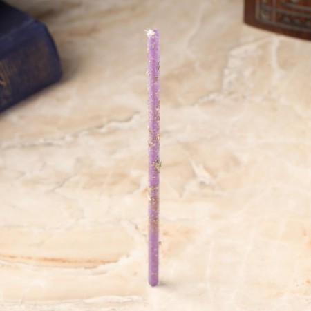 Magic wax candle "From fear and stress", with lavender, 16x0.6 cm, purple-1