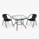 Set of garden furniture: square table and 2 gray chairs