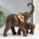 Souvenir Polystone "Elephant African Brown with Elephant" Golden ears 17.5x17.5x8 cm