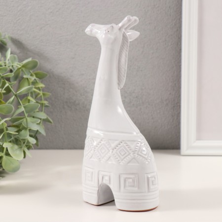 Souvenir Ceramics "Giraffe. Ethnic patterns" White aged 8x5x18.5 cm-1