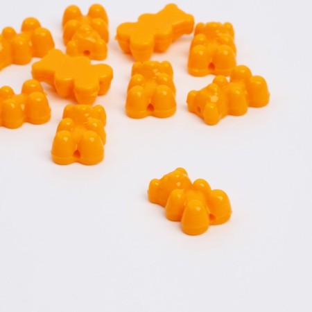 Bead "Bear marmalade" (set of 10 pcs.), 1.8 × 1.2 × 0.8 cm, Orange color-1