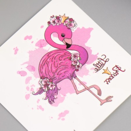 Tattoo on the body color "Flamingo with flowers" 6x6 cm-1