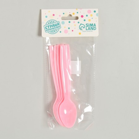 Tablespoons plastic, 6 pcs., Pink color-2