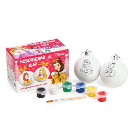 Christmas balls for coloring for the New Year "Princesses", D = 5.5 cm, 2 pcs, paints, a set for creativity-2