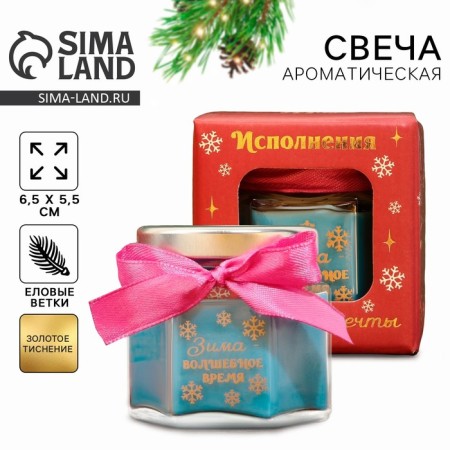 New Year's candle in the Bank "Winter - Magic Time", aroma spruce branches, 5.5 x 6.5 cm