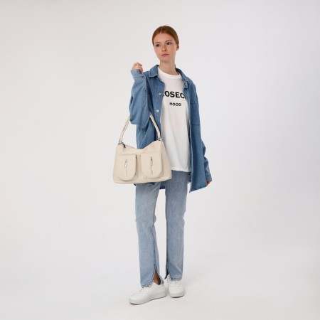 Lugus bag, 3 outer pockets, milk color-8