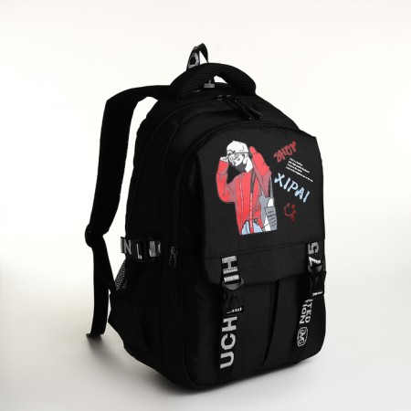 Youth backpack from lightning textiles, 5 pockets, black color-2