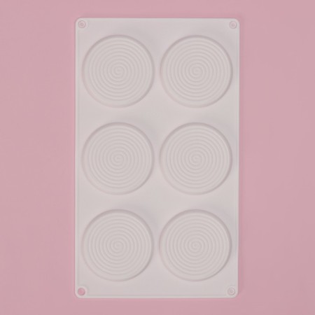Form for mousse desserts and baking are “hypnosis”, silicone, 30 × 17.5 × 0.5 cm, 6 cells (D = 7.7 cm), white color-2