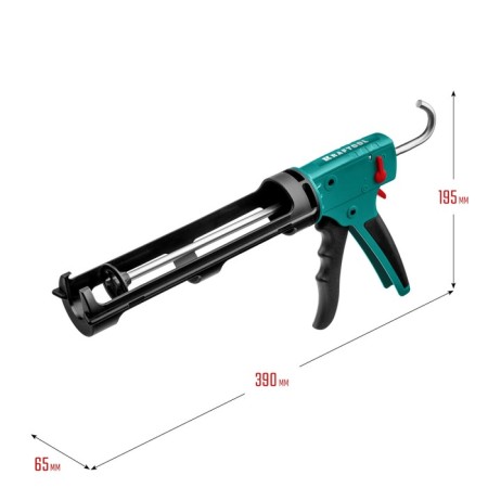 Kraftool Grand 06674 sealant pistol, skeletal, anticapal system, 310 ml-9