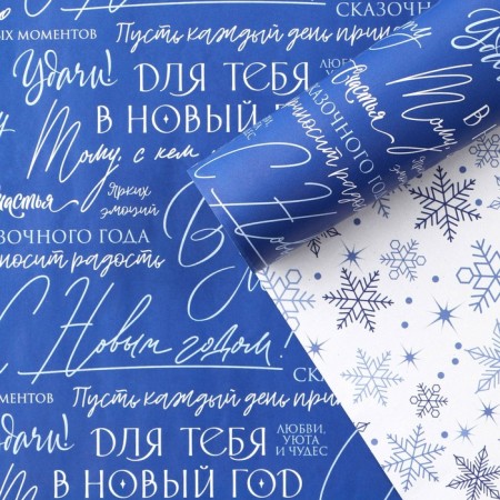 Paper packing glossy bilateral “snowflakes”, 50 x 70 cm, new year-1