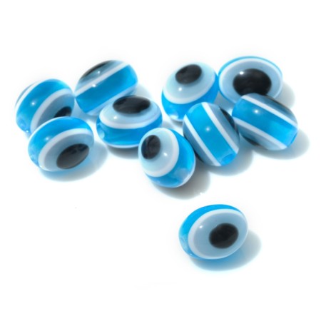 Bead "Eye" oval, 0.8 × 1.1 × 0.8 cm, (set 10 pcs.), Blue color-1