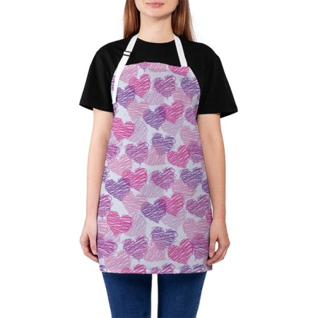 Apron of a kitchen with a photo print "shallow hearts", adjustable, size OS