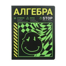 Тетрадь предметная "Неоновый смайл", 48 листов в клетку "Алгебра", обложка мелованный картон, неоновая краска, блок 65 г/м