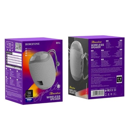 Portable column Borofone R6, 10 W, BT5.0, AUX, FM, Microsd, USB, 1200 mAh, gray-4