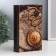 Safe-book wood, leatherette "Old cards and gold compass" 21x13x5 cm