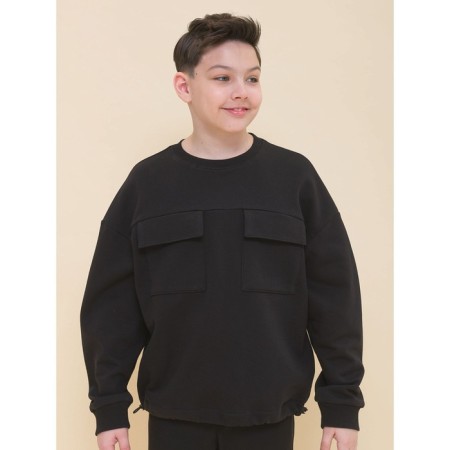 Sweatshirt for boys, height 140 cm, black color-8