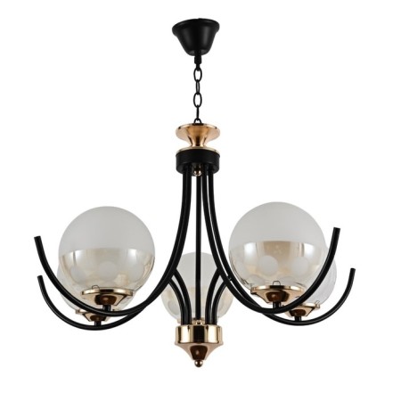 Lamp Ceiling Economy light 13141/5BK+GD WT+PRL, 5x60W, E27, 95x53x53 cm, gold color