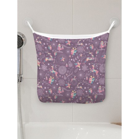 Organizer in a bath on suction cups "New Year's deer", for storing toys and trifles, size 33x39 cm
