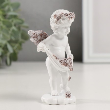 Souvenir Polystone "Angel with rose petals" Coffee wreath 6.5x4x10.5 cm-1