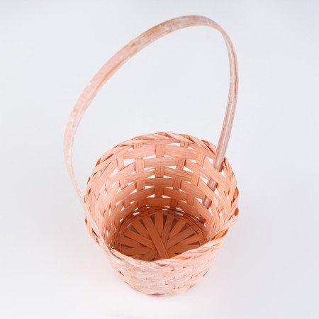 Wicker basket 13x9.5/28 cm, peach, bamboo-2