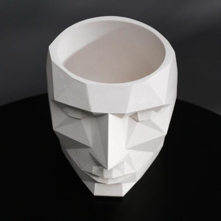 Kashpo polygonal "head", white color, 11 × 12 cm-2