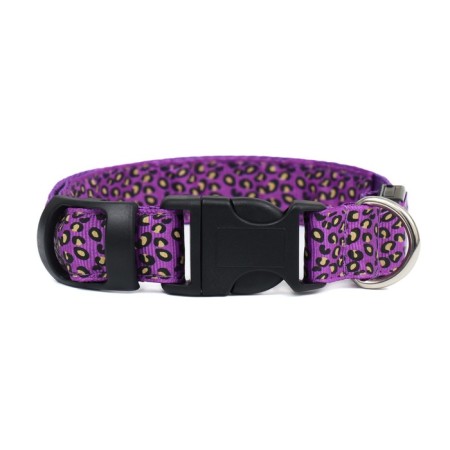 Collar with backlight leopard 3 glow modes, size L, Osh 48-60 x 2.5 cm violet-5