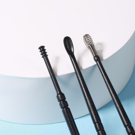 Ear cleaning set, 3 items, in a plastic case, 10.5 × 3 × 1 cm, black color-5
