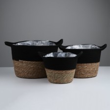 A set of baskets of 3 pcs, d30xh23, d25xh20, d22xh17 cm, rogoz
