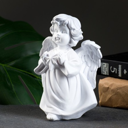 Figure "Angel with an asterisk" White 11x8x15cm-3