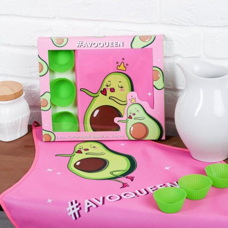 Avoqueeen set of a kitchen apron 50cm x 70cm and baking molds-4