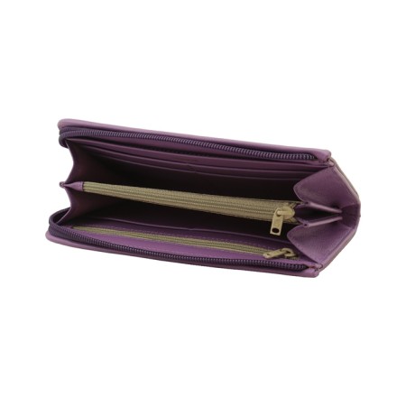Purse with zipper Xl Purpur, matte leather, purple color-1