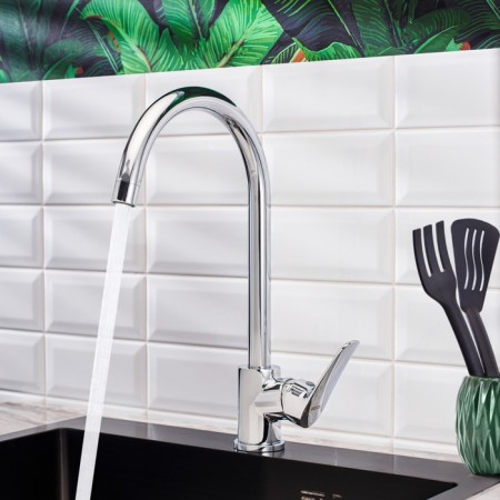 BouOU B8290-28J kitchen mixer, single-leaf, 35 mm cartridge, brass, chrome-3