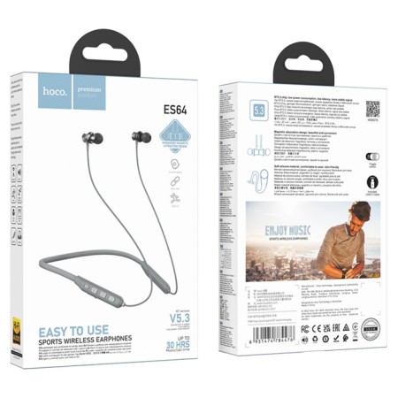 Hoco ES64 headphones, vacuum, Bluetooth, 200 mAh, gray-3