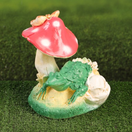 Garden figure "Frog on the mushroom" 21x18x20cm-2