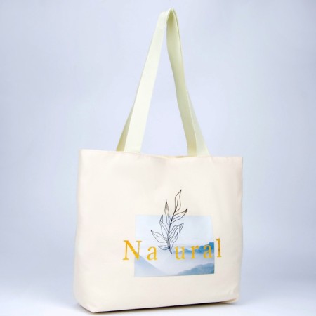 NATURAL-shoper bag without lightning with lining, beige color-2
