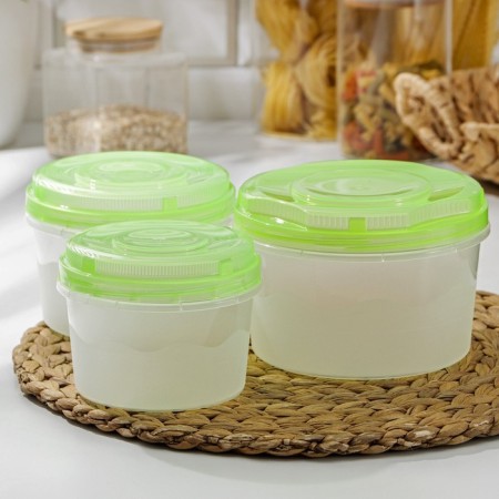 A set of food containers, 3 pcs: 700 ml, 1 l, 1.5 l, color mix-2