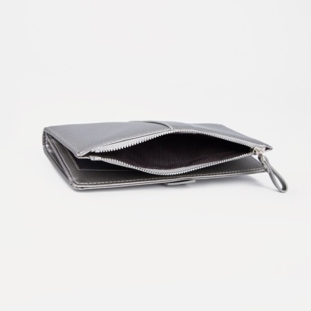 Women's wallet on the button, silver color-2