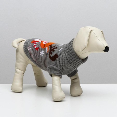 Sweater "Deer on gray", XL (DS 34, Osh 34, OG 32-51 cm)-1