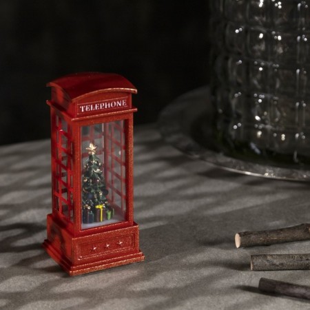 LED figure "Christmas tree in a telephone booth" 5.3 × 12 × 5.3 cm, plastic, batteries AG13x3, glow warm white-1