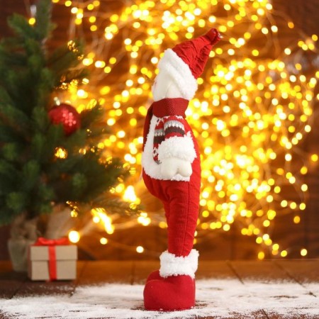 Soft toy "Snowman-Pussat" 12x40 cm, white-red-1