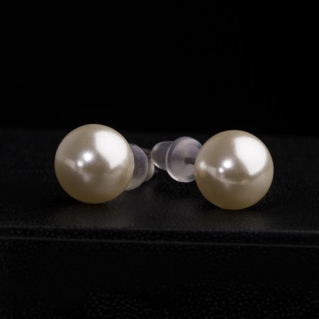 Earrings with pearls "Bride" bead d = 1, milk color
