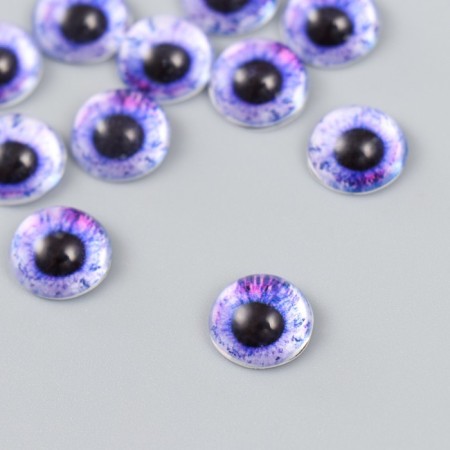 Decor (cabochon) for creativity glass "Lilac Eye" d = 1.2 cm