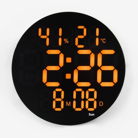 Electronic wall clock, alarm clock, calendar, thermometer, hygrometer, 1 aaa, d-25 cm