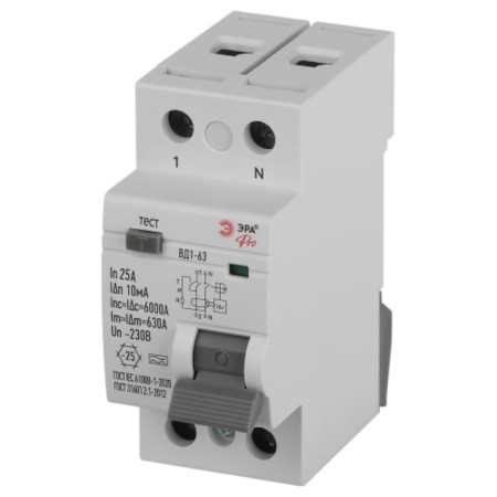 Protective shutdown device ERA PRO VD2EM25A10 VD1-63 2P 25A 10A Type A electromechanical