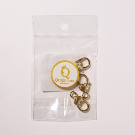 Castle-Karabin "heart" striped, (set of 3 pcs.), 14 × 26 mm, color gold-3