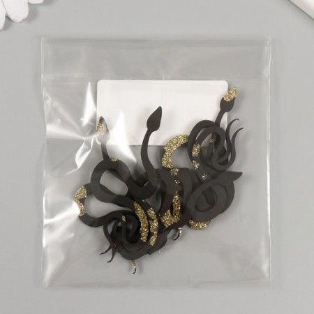 Decor "Black-gold snake" Foamiran, 7 cm (set 6 pcs)-5