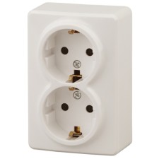2x2p+E Schuko, 16A-250V, IP20, OU, Era Expert, ivory bone