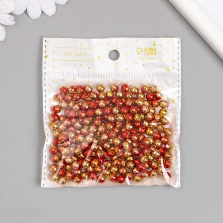 Decor for creativity Plastic "Ball with faces. Golden red" set 30 grams d = 0.6 cm-3