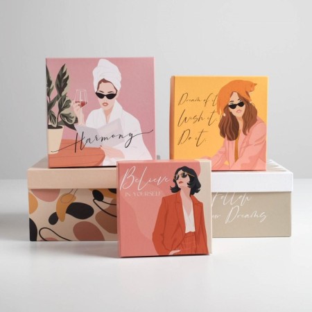 Set of boxes 5 in 1, gift packaging, “style”, 14 x 14 x 8-22 x 22 x 12 cm-1