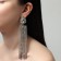 Hanging earrings with rhinestones "Waterfall" a drop is large, white color in silver, 15.5 cm